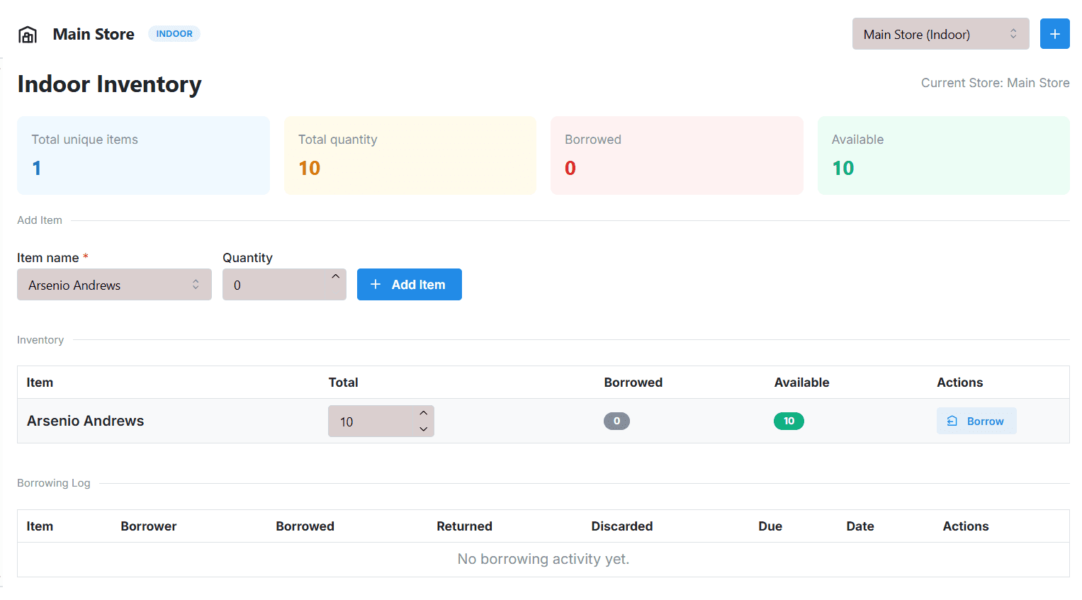 Inventory Management System Interface